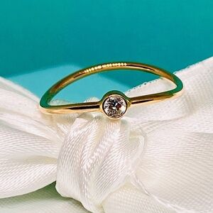 Tiffany & Co 18k Rose Gold Elsa Peretti Wave .06  Diamond Ring excellent